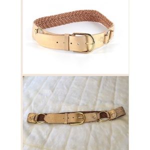 Linea Pelle Gold Leather Braided Belt